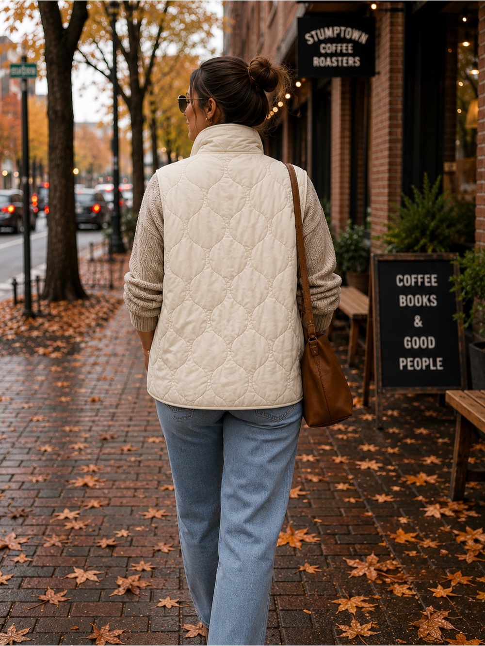 NWT Marine Layer Cream Quilted Puffer Vest Lightweight Fall Layering Size M - Picture 2 of 6